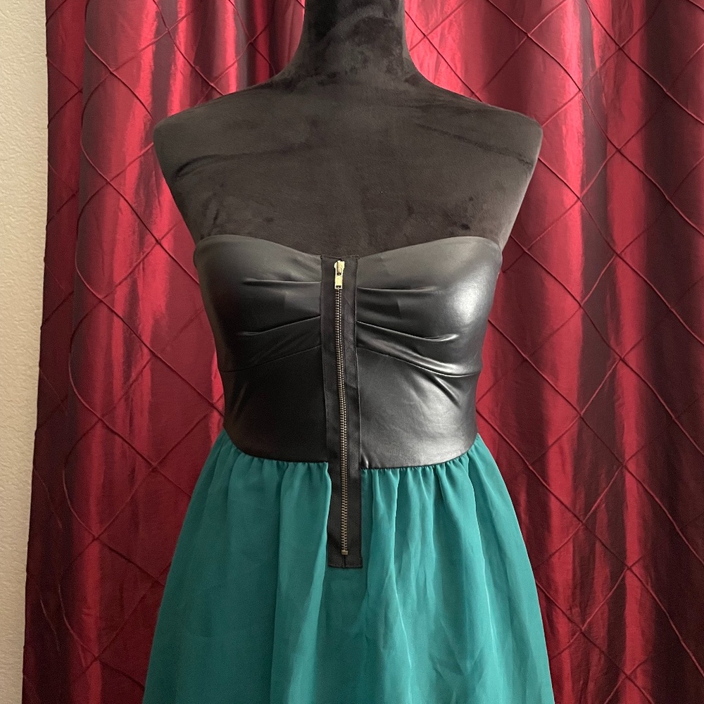 Green & Black High Low Dress